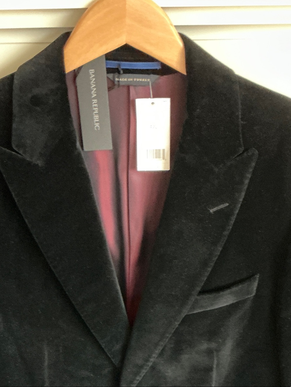 Banana Republic Black Velvet Blazer with Burgundy Lining